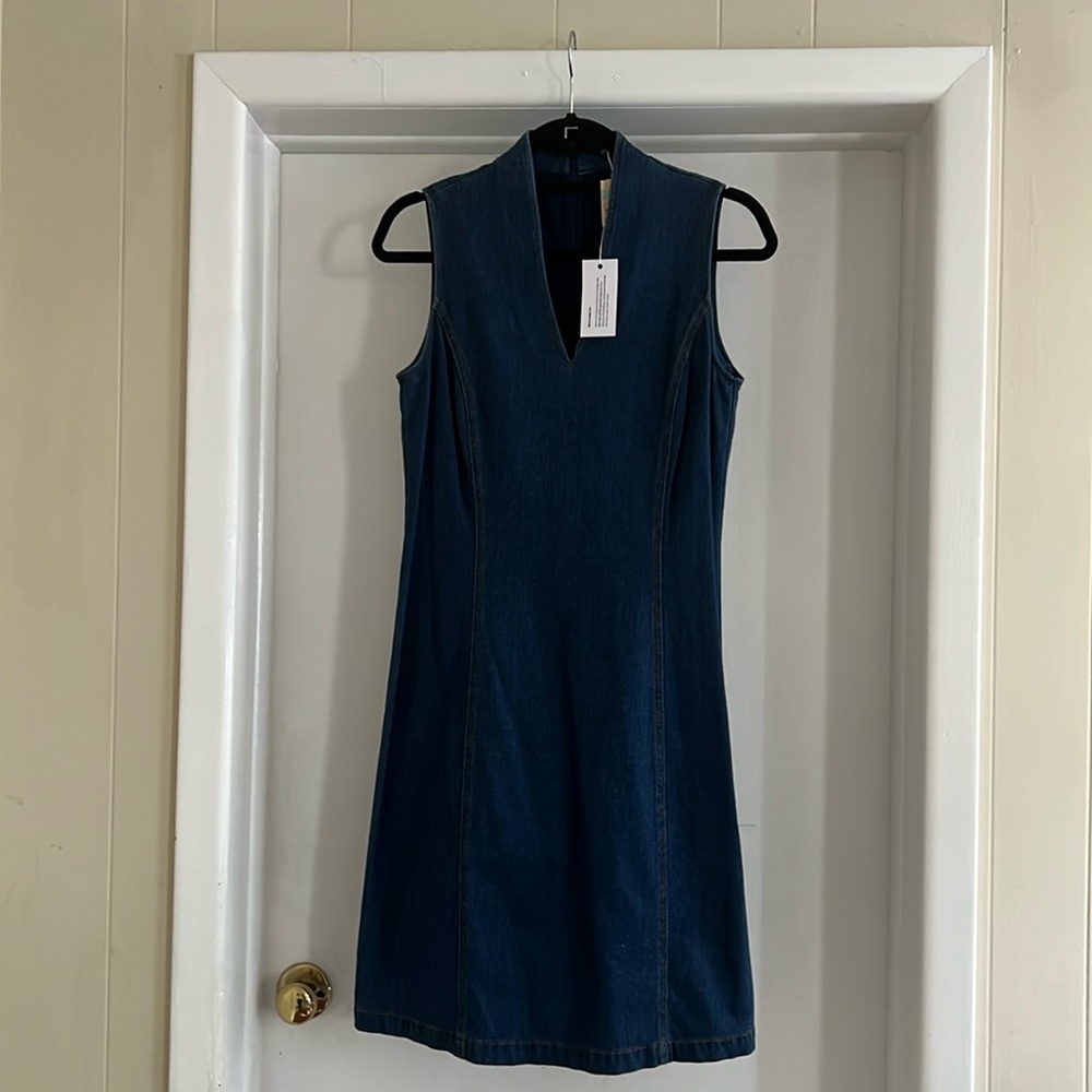 J. McLaughlin Sleeveless Dark Denim Shift Dress